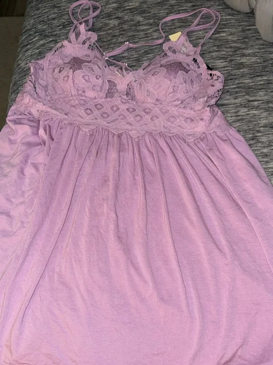 Liberty Love Dusty Lavender Lace-Trim Babydoll Chemise - Picture 2 of 9